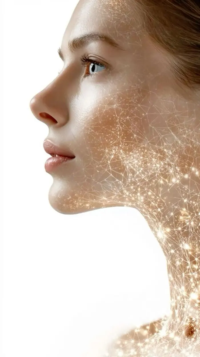 Perfil de un rostro femenino con la piel luminosa